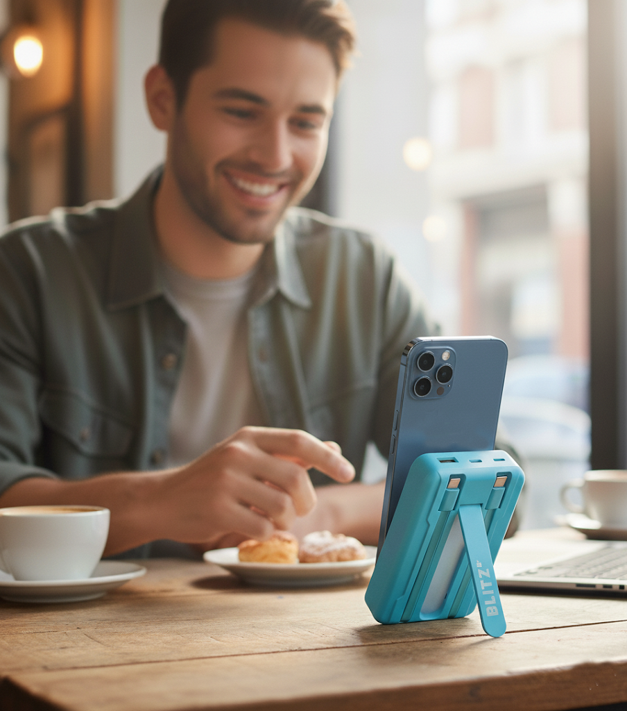 BLITZ Magnetic Wireless Power Bank with Built-in Cable