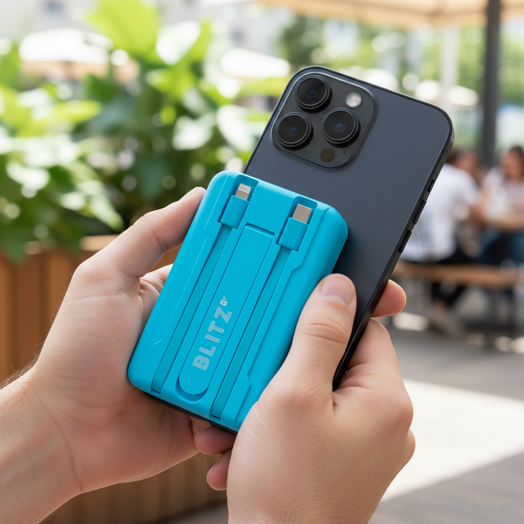 BLITZ Magnetic Wireless Power Bank with Built-in Cable